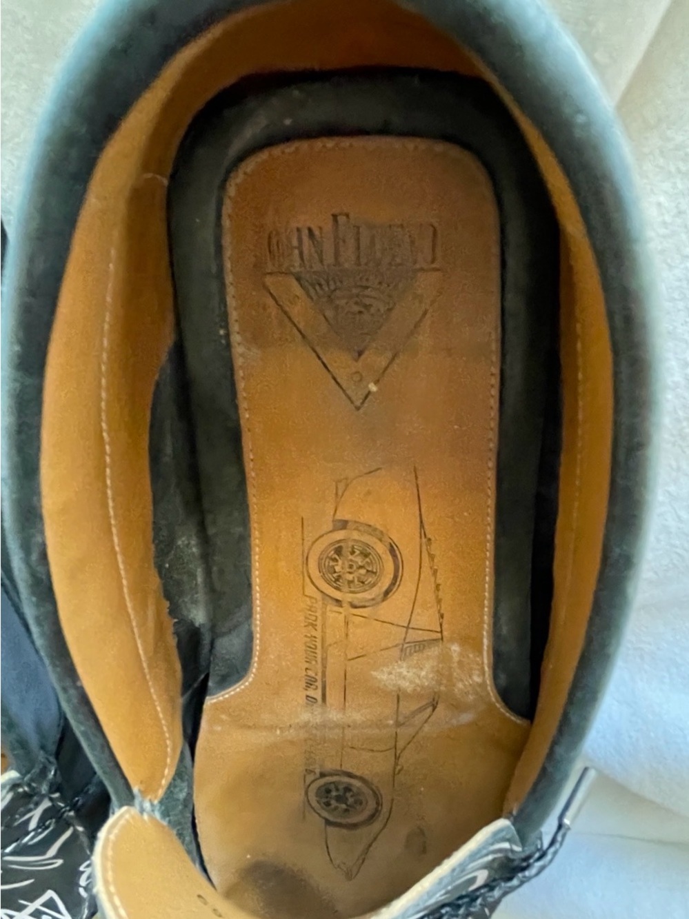 JOHN FLUEVOG Race ENZO Graffiti Print Leather DRIVING SHOES Size 11 - Picture 6 of 9